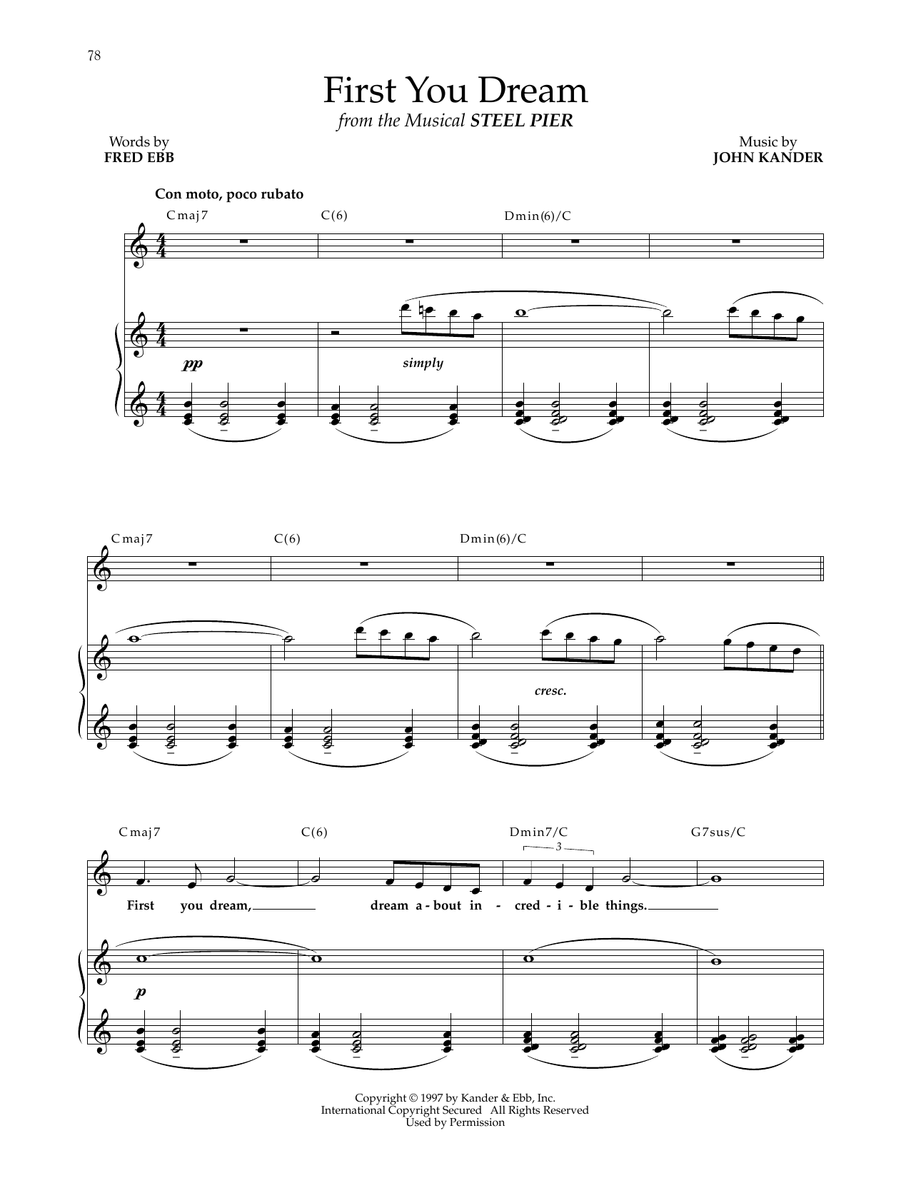 Kander & Ebb First You Dream (from Steel Pier) sheet music notes and chords. Download Printable PDF.