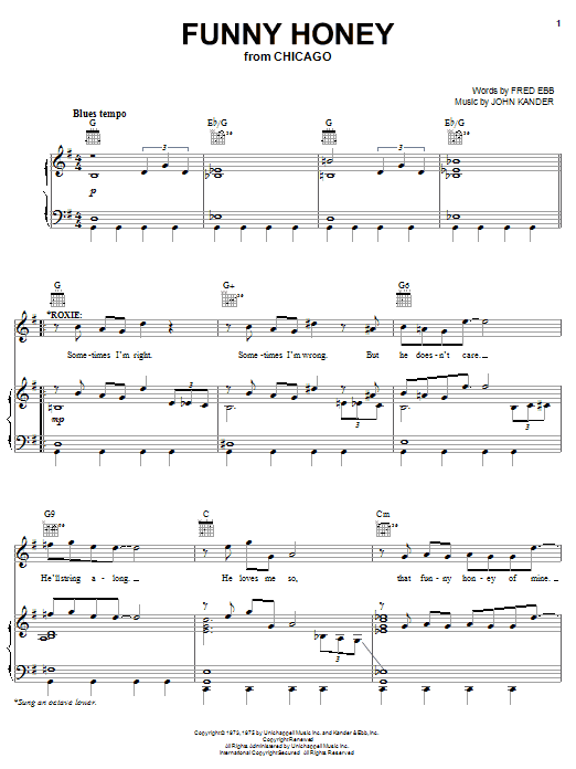 Kander & Ebb Funny Honey sheet music notes and chords. Download Printable PDF.