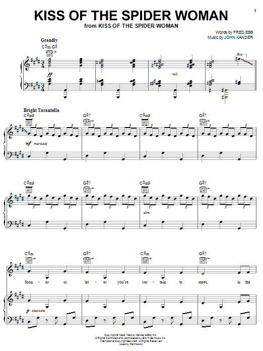 Kander & Ebb Kiss Of The Spider Woman sheet music notes and chords. Download Printable PDF.