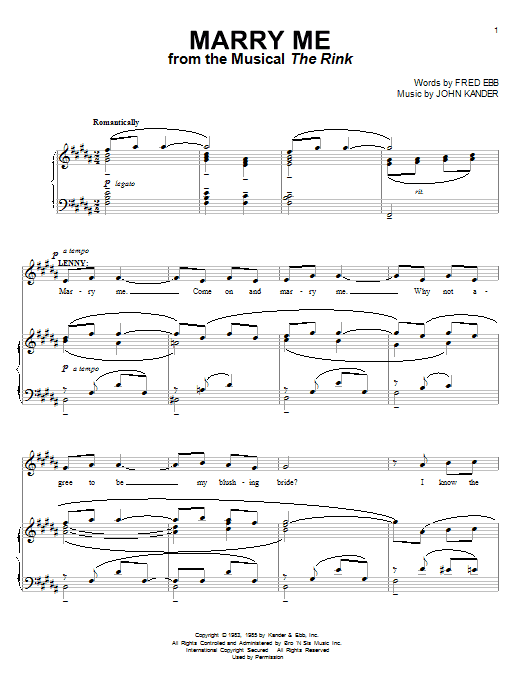 Kander & Ebb Marry Me sheet music notes and chords. Download Printable PDF.