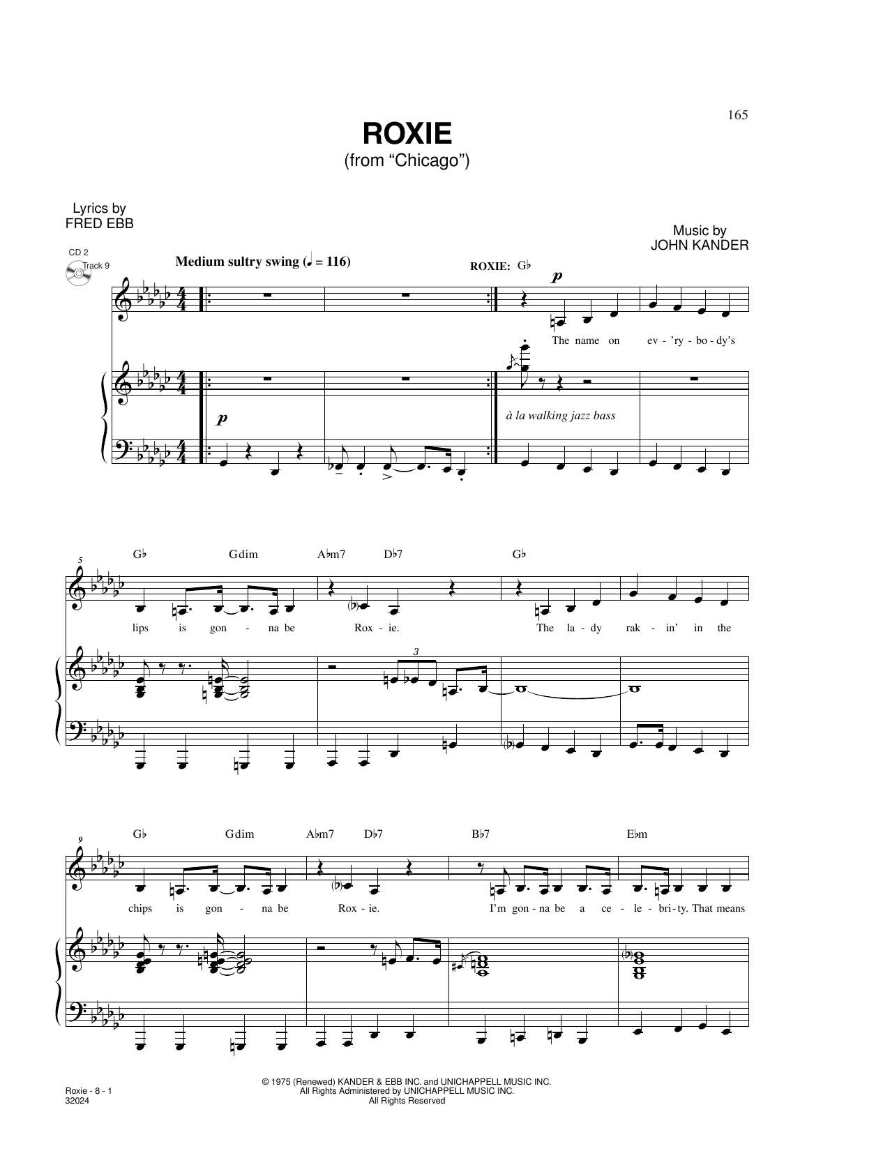 Kander & Ebb Roxie (from Chicago) sheet music notes and chords. Download Printable PDF.