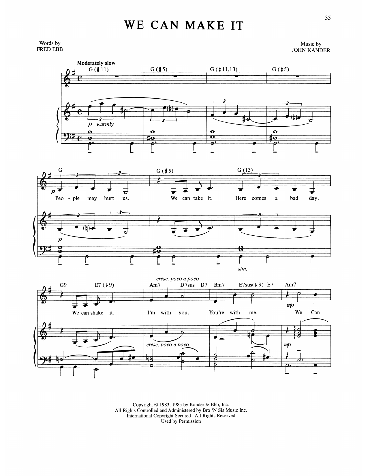 Learn to play Kander & Ebb We Can Make It (from The Rink) sheet music for Piano, Vocal & Guitar Chords (Right-Hand Melody) in minutes. Price: 7.8900$ Kander & Ebb We Can Make It (from The Rink) sheet music notes and chords arranged for Piano, Vocal & Guitar Chords (Right-Hand Melody)