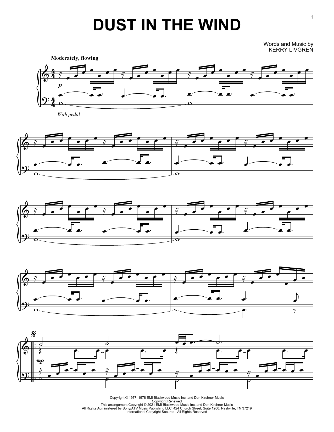 Kansas Dust In The Wind [Classical version] sheet music notes and chords. Download Printable PDF.