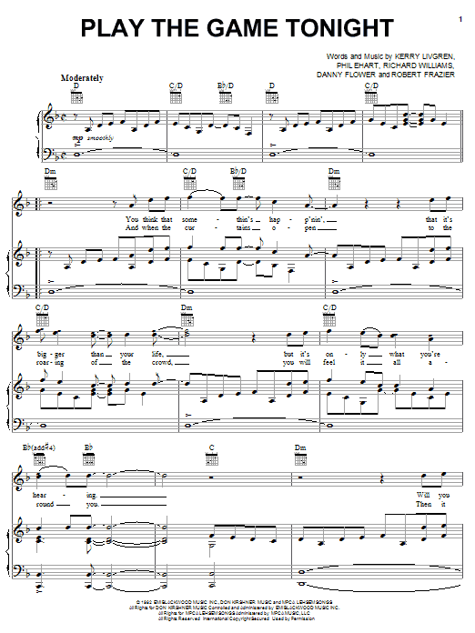 Learn to play Kansas Play The Game Tonight sheet music for Piano, Vocal & Guitar Chords (Right-Hand Melody) in minutes. Price: 7.8900$ Kansas Play The Game Tonight sheet music notes and chords arranged for Piano, Vocal & Guitar Chords (Right-Hand Melody)