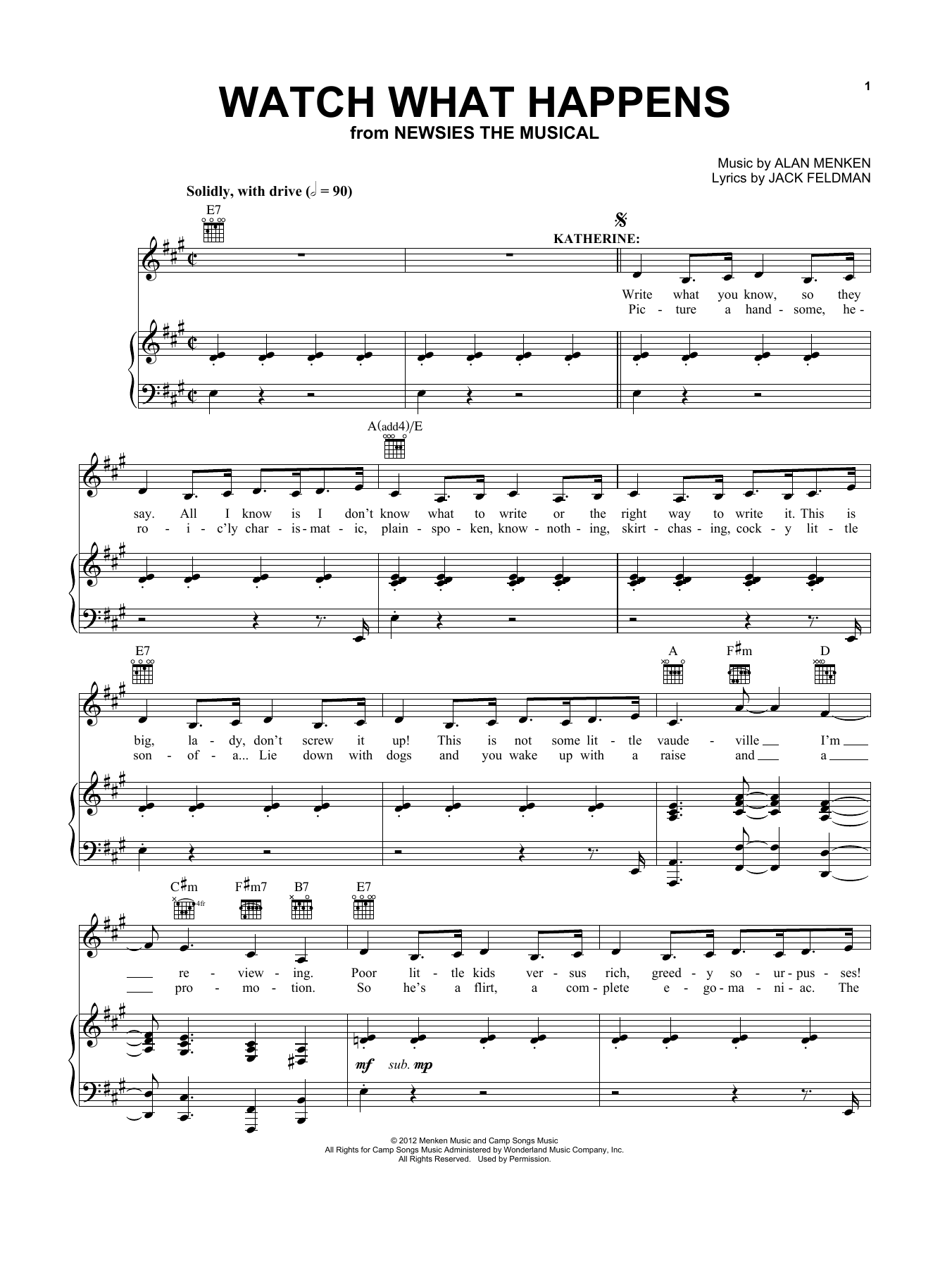 Kara Lindsay Watch What Happens (from Newsies: The Musical) sheet music notes and chords. Download Printable PDF.