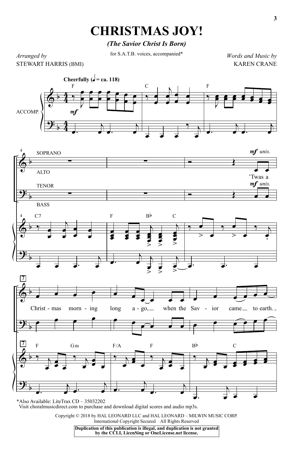 Karen Crane Christmas Joy! (The Savior Christ Is Born) (arr. Stewart Harris) sheet music notes and chords. Download Printable PDF.