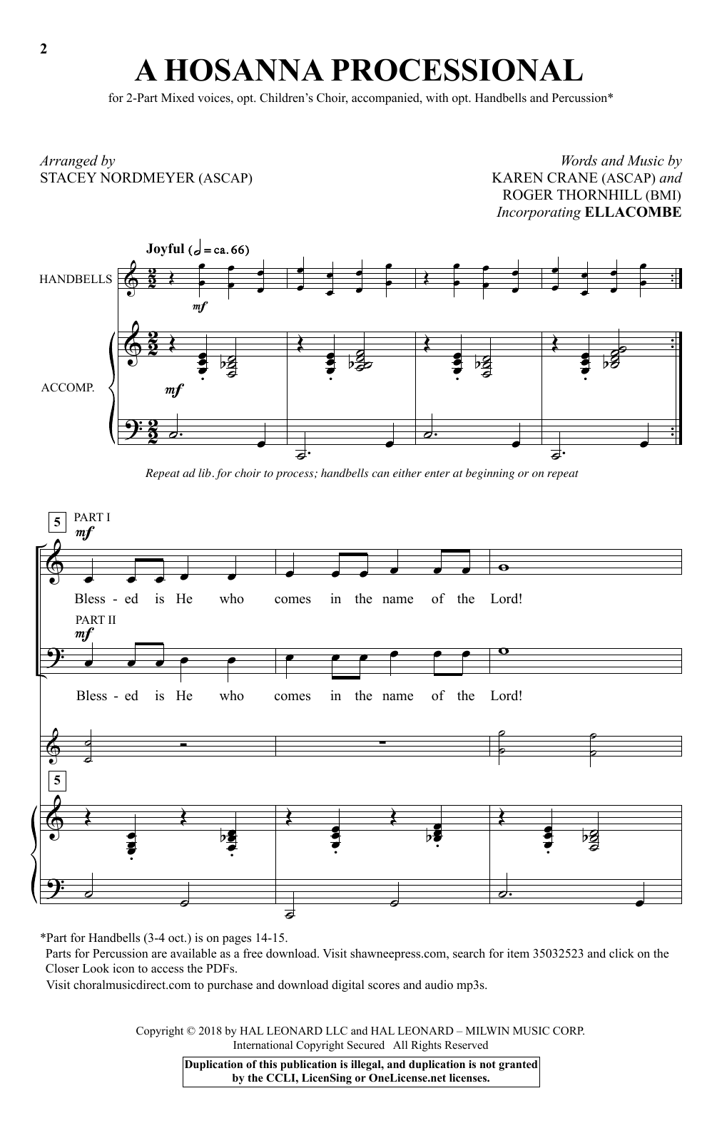 Karen Crane & Roger Thornhill A Hosanna Processional (arr. Stacey Nordmeyer) sheet music notes and chords. Download Printable PDF.