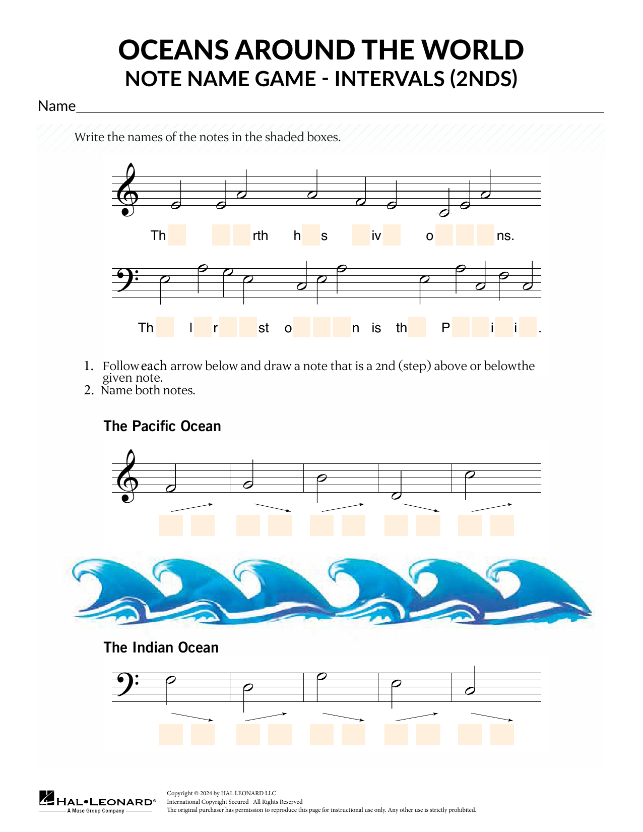 Karen Harrington Intervals - 2nds sheet music notes and chords arranged for Theory Worksheet