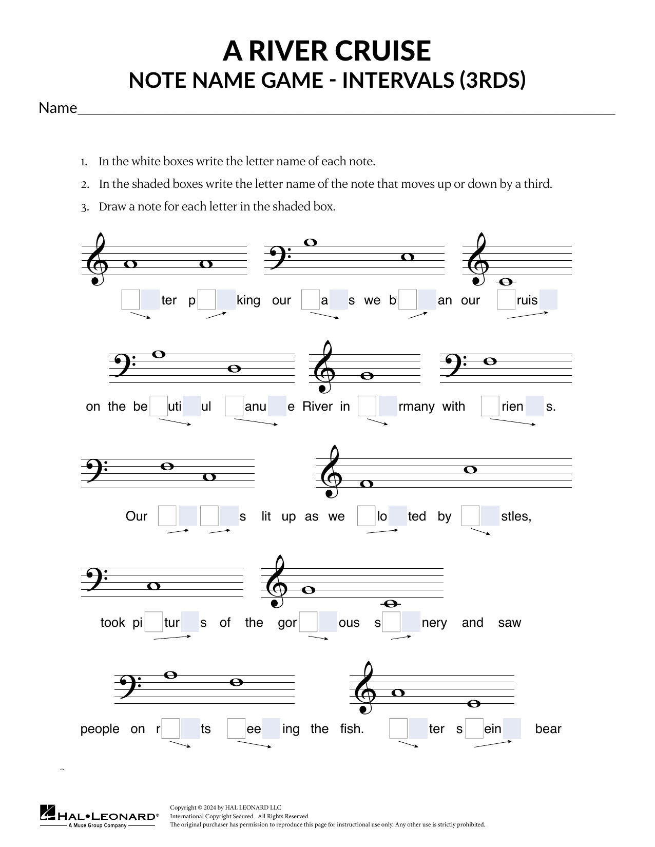 Karen Harrington Intervals - 3rds sheet music notes and chords arranged for Theory Worksheet