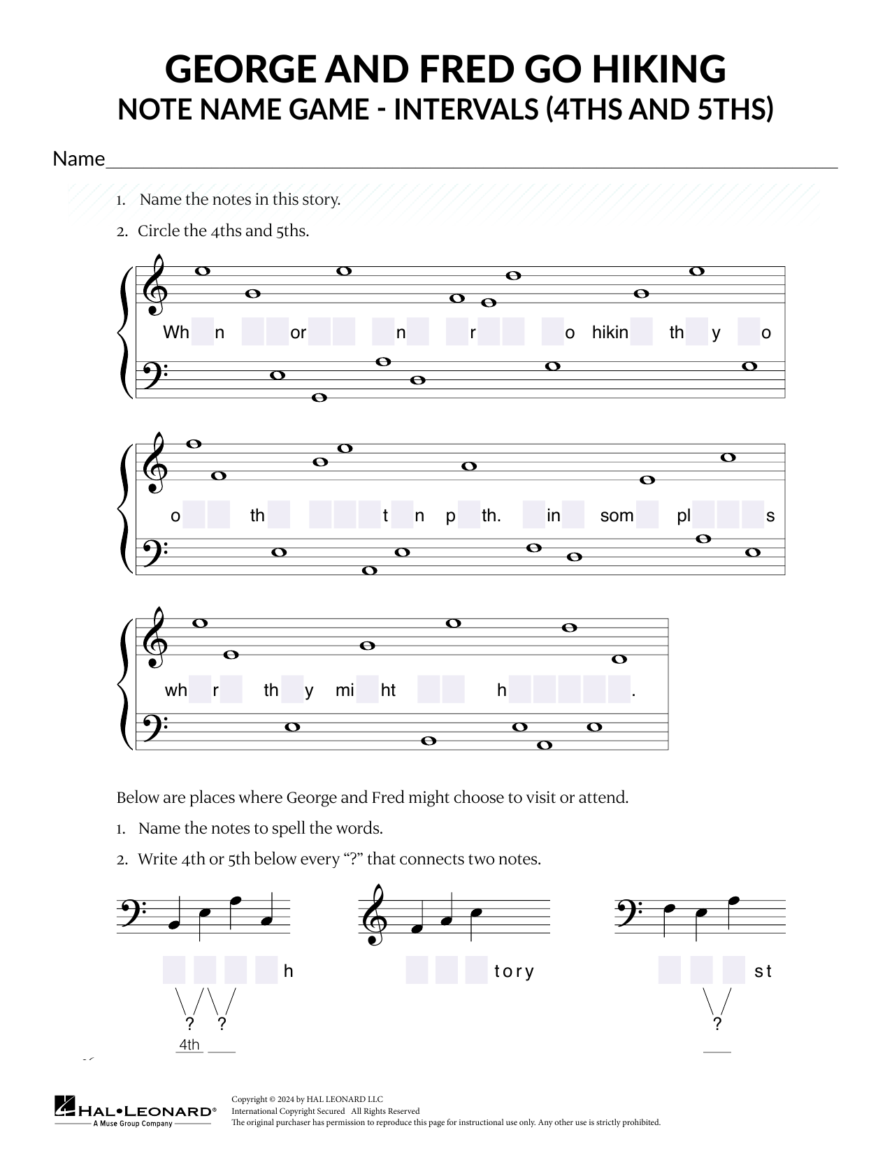 Karen Harrington Intervals - 4ths and 5ths sheet music notes and chords arranged for Theory Worksheet