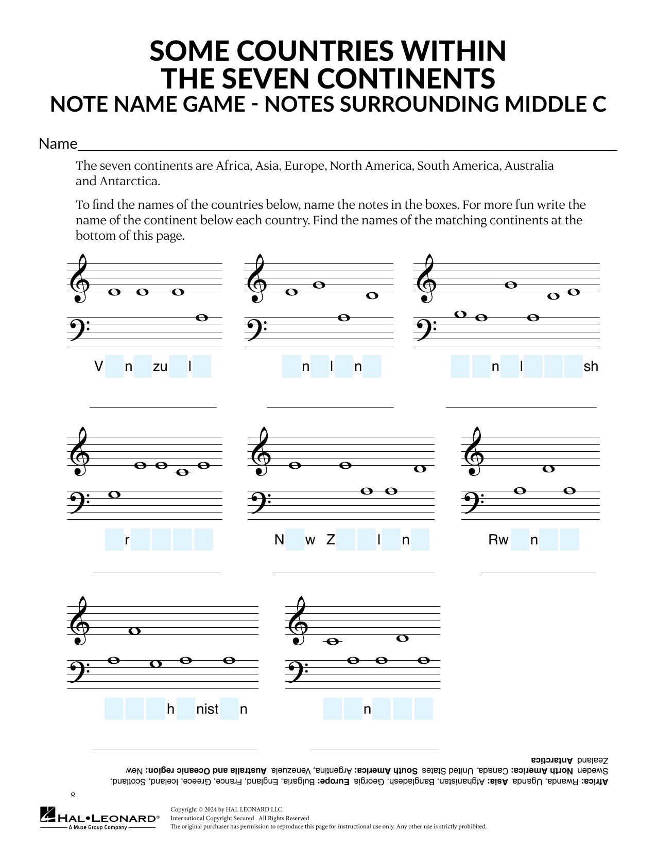 Karen Harrington Notes Surrounding Middle C sheet music notes and chords arranged for Theory Worksheet