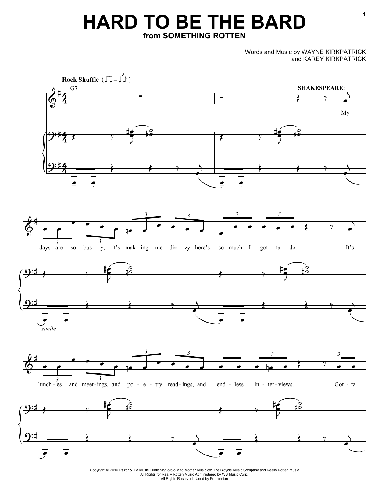 Karey Kirkpatrick Hard To Be The Bard sheet music notes and chords. Download Printable PDF.