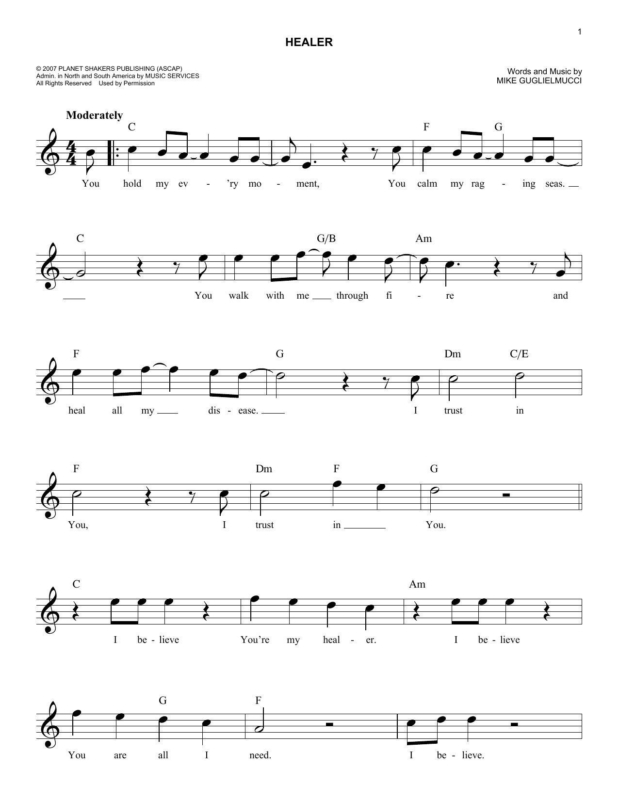 Kari Jobe Healer sheet music notes and chords. Download Printable PDF.