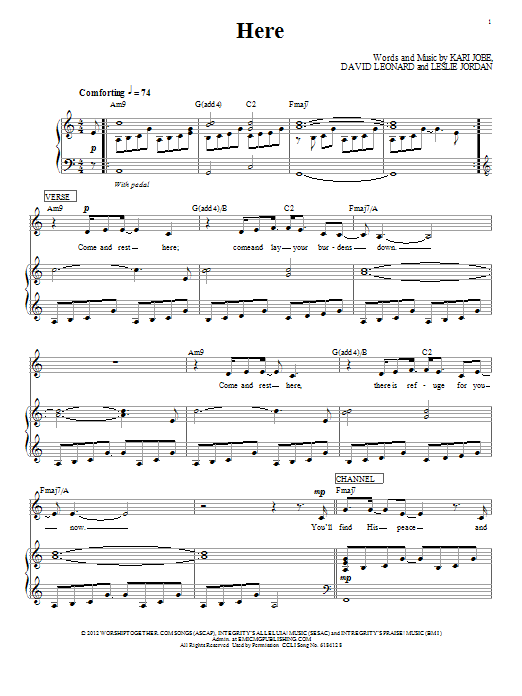 Kari Jobe Here sheet music notes and chords. Download Printable PDF.