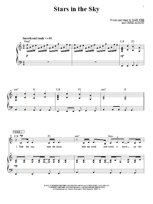 Kari Jobe Stars In The Sky sheet music notes and chords arranged for Piano, Vocal & Guitar Chords (Right-Hand Melody)