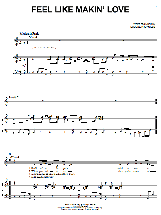 Learn to play Karrin Allyson Feel Like Makin' Love sheet music for Piano, Vocal & Guitar Chords (Right-Hand Melody) in minutes. Price: 7.8900$ Karrin Allyson Feel Like Makin' Love sheet music notes and chords arranged for Piano, Vocal & Guitar Chords (Right-Hand Melody)