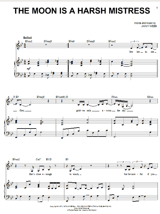 Learn to play Karrin Allyson The Moon Is A Harsh Mistress sheet music for Piano, Vocal & Guitar Chords (Right-Hand Melody) in minutes. Price: 7.8900$ Karrin Allyson The Moon Is A Harsh Mistress sheet music notes and chords arranged for Piano, Vocal & Guitar Chords (Right-Hand Melody)