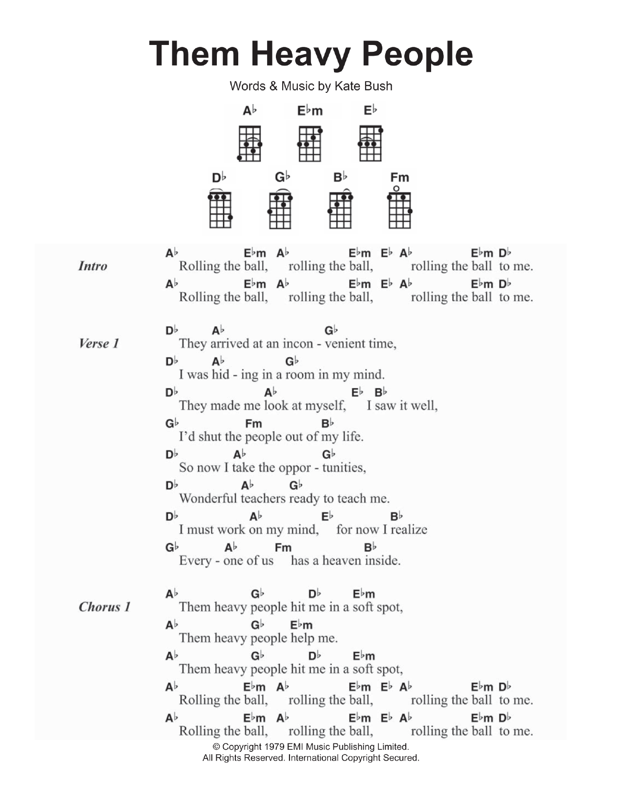 Kate Bush Them Heavy People sheet music notes and chords. Download Printable PDF.