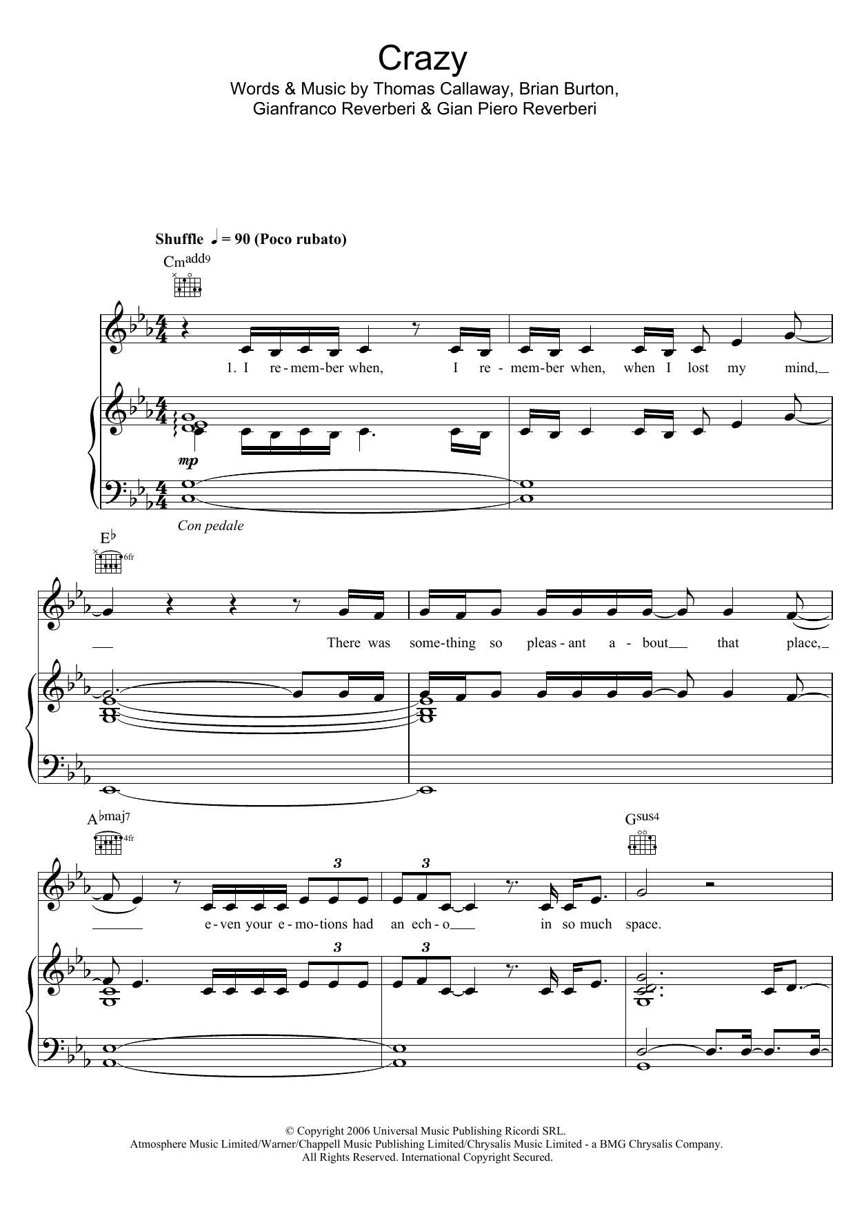 Learn to play Kate Noonan Crazy sheet music for Piano, Vocal & Guitar Chords in minutes. Price: 7.8900$ Kate Noonan Crazy sheet music notes and chords arranged for Piano, Vocal & Guitar Chords