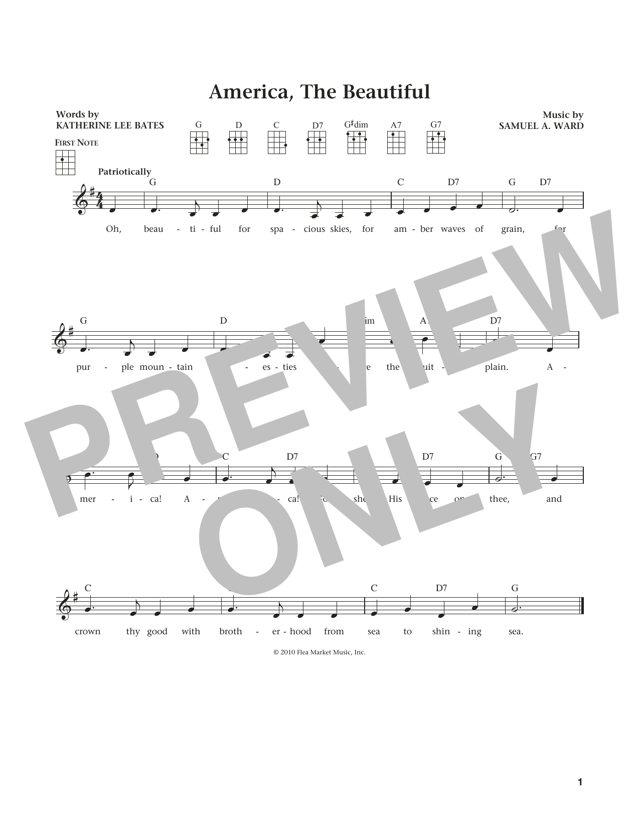 Katharine Lee Bates America, The Beautiful (from The Daily Ukulele) (arr. Liz and Jim Beloff) sheet music notes and chords. Download Printable PDF.