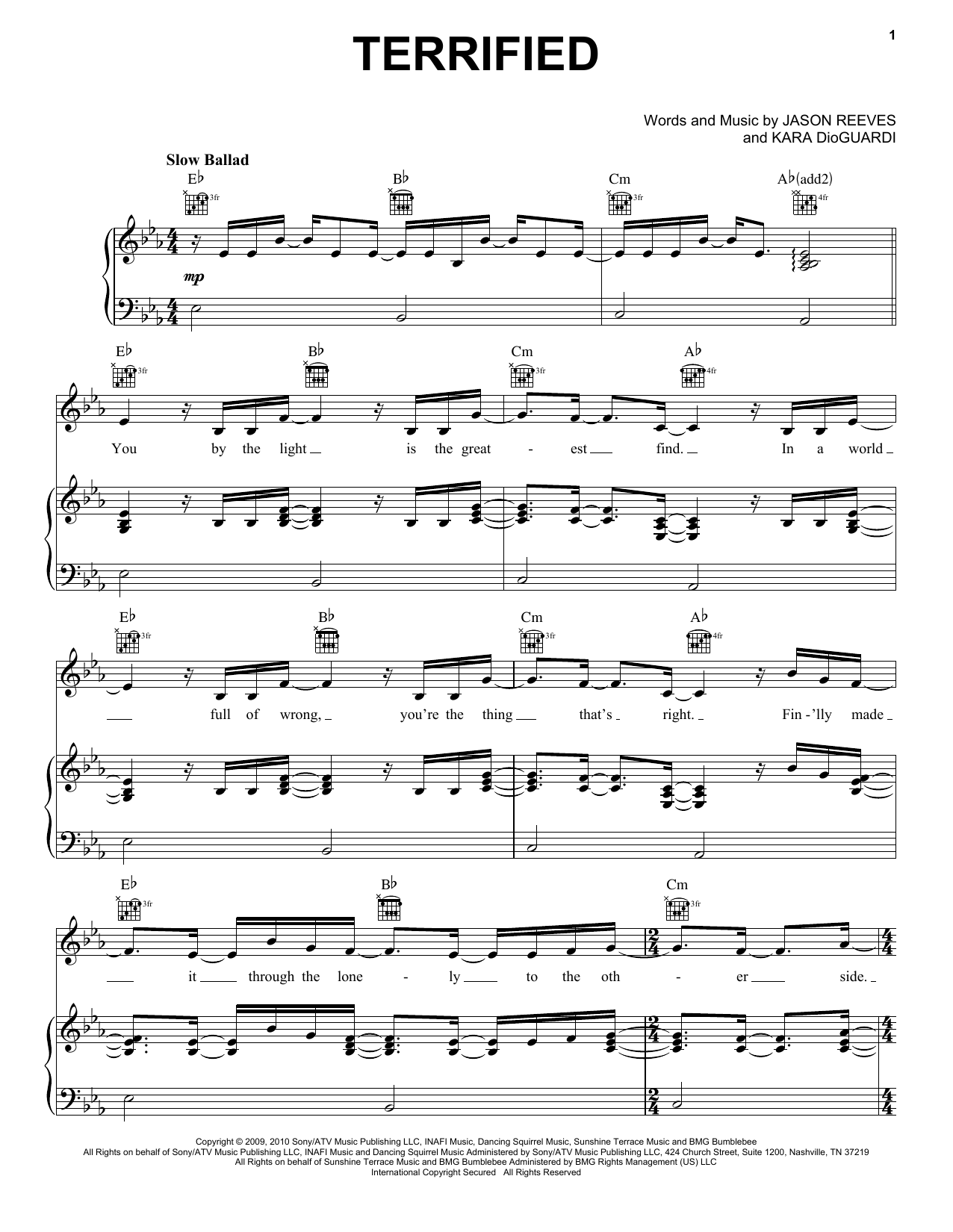 Katharine McPhee Terrified sheet music notes and chords. Download Printable PDF.