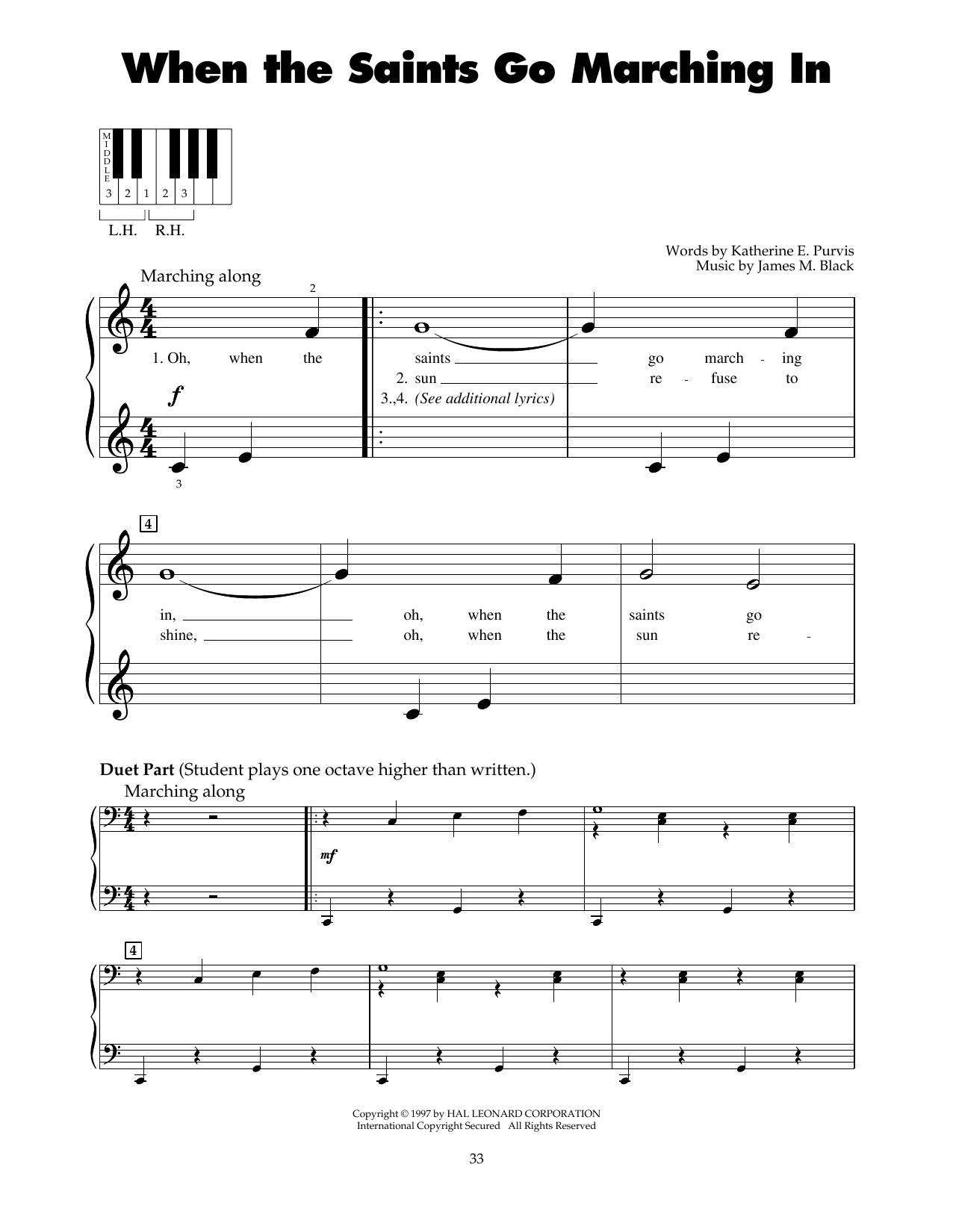 Katherine E. Purvis When The Saints Go Marching In sheet music notes and chords. Download Printable PDF.