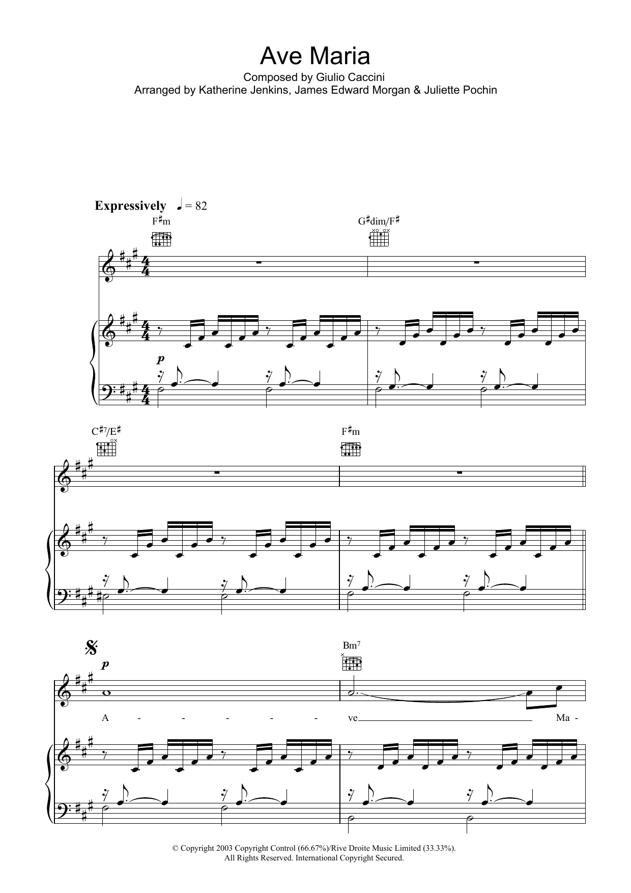 Katherine Jenkins Ave Maria sheet music notes and chords. Download Printable PDF.