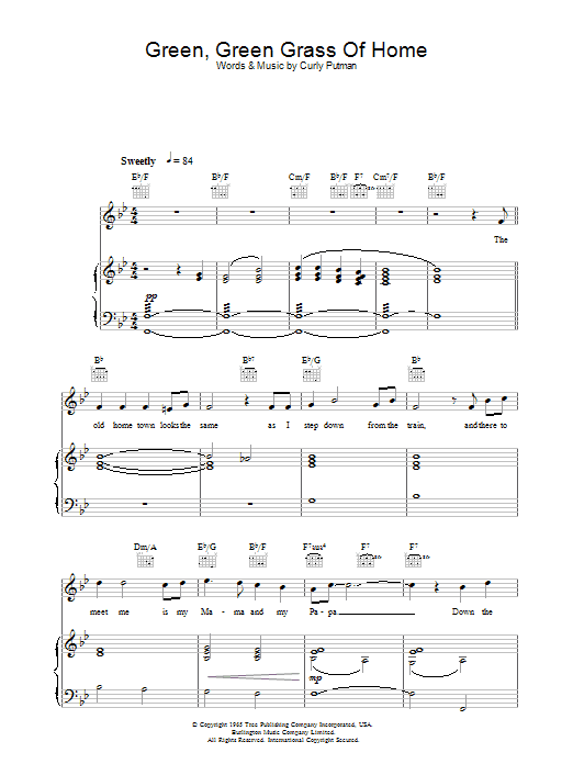 Learn to play Katherine Jenkins Green, Green Grass Of Home sheet music for Piano, Vocal & Guitar Chords in minutes. Price: 7.8900$ Katherine Jenkins Green, Green Grass Of Home sheet music notes and chords arranged for Piano, Vocal & Guitar Chords