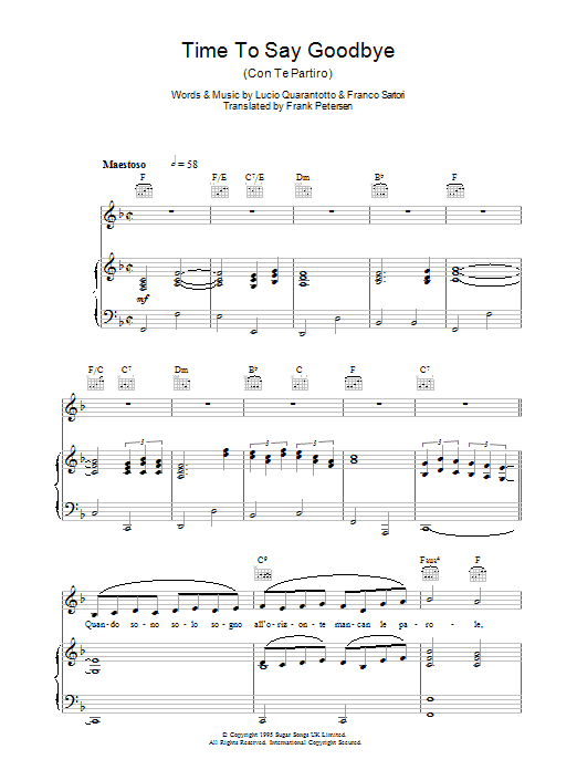 Katherine Jenkins Time To Say Goodbye (Con Te Partiro) sheet music notes and chords. Download Printable PDF.