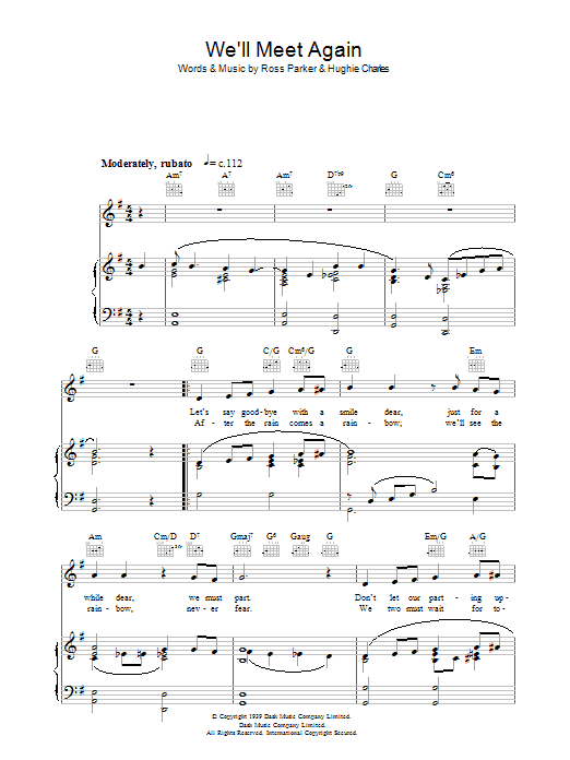 Katherine Jenkins We'll Meet Again sheet music notes and chords. Download Printable PDF.