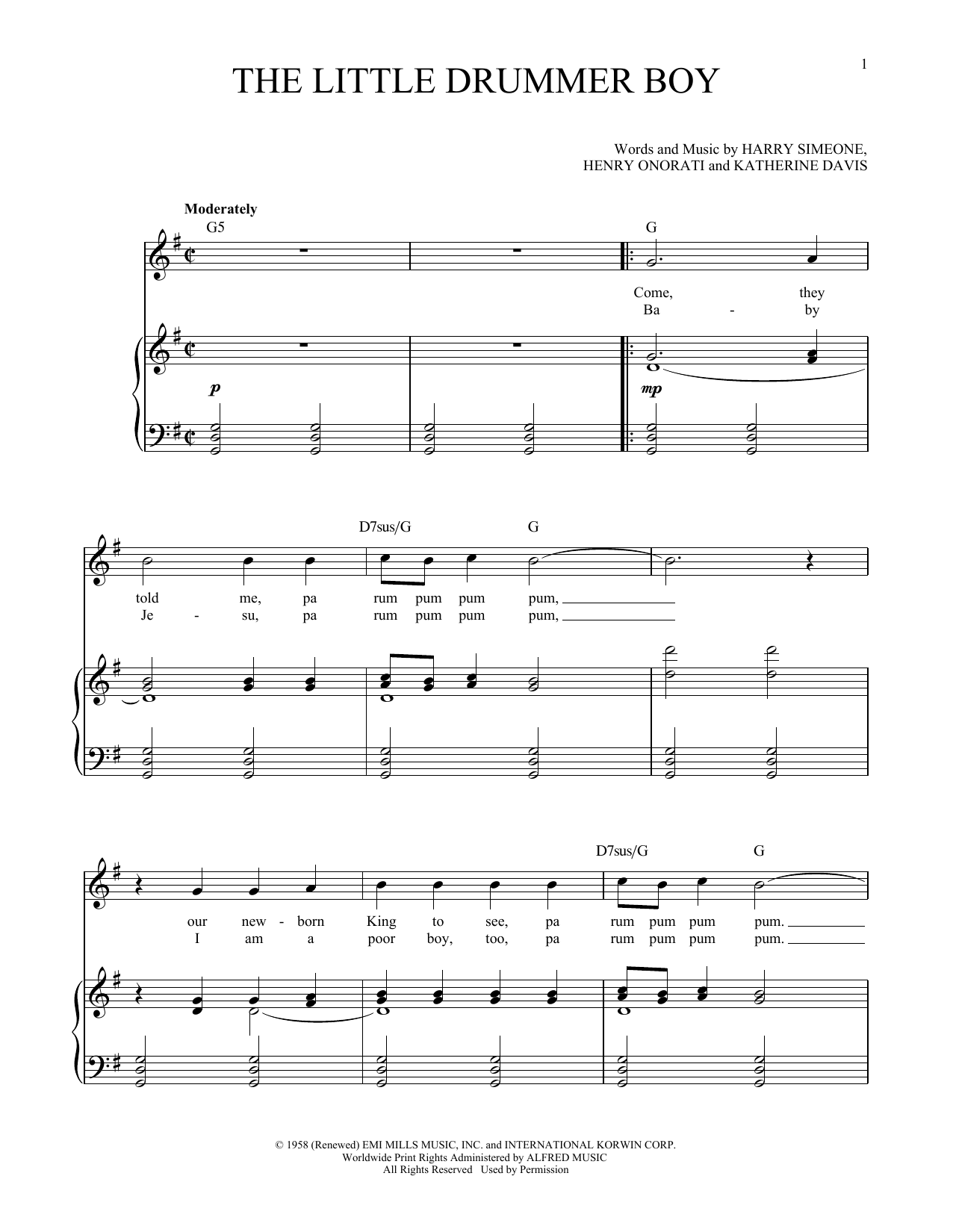 Katherine K. Davis The Little Drummer Boy (arr. Richard Walters) sheet music notes and chords. Download Printable PDF.