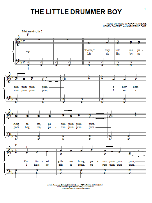 Katherine K. Davis The Little Drummer Boy sheet music notes and chords. Download Printable PDF.