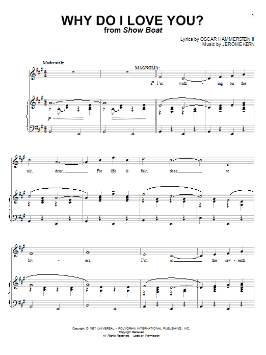 Learn to play Kathryn Grayson Why Do I Love You? sheet music for Piano & Vocal in minutes. Price: 7.8900$ Kathryn Grayson Why Do I Love You? sheet music notes and chords arranged for Piano & Vocal