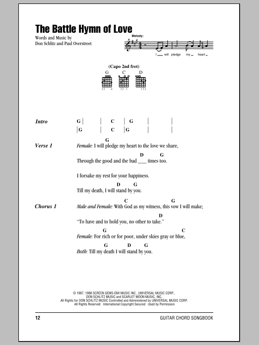 Kathy Mattea The Battle Hymn Of Love sheet music notes and chords. Download Printable PDF.