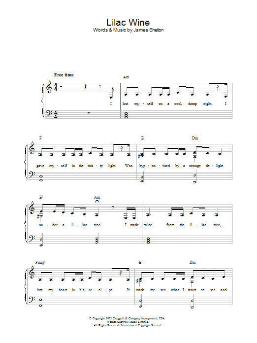 Katie Melua Lilac Wine sheet music notes and chords arranged for Piano, Vocal & Guitar Chords