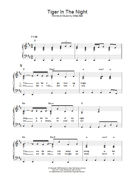 Learn to play Katie Melua Tiger In The Night sheet music for Piano Solo in minutes. Price: 7.8900$ Katie Melua Tiger In The Night sheet music notes and chords arranged for Piano Solo