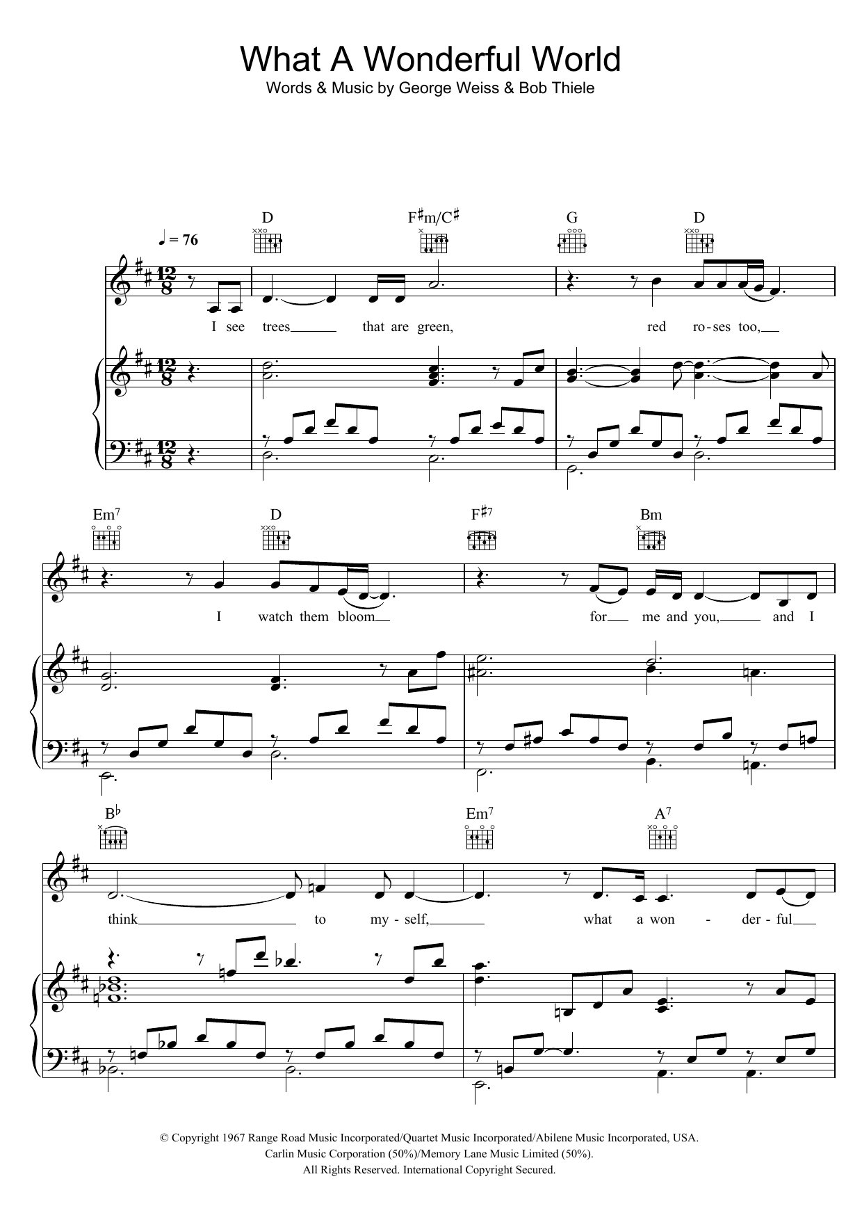 Katie Melua What A Wonderful World sheet music notes and chords. Download Printable PDF.