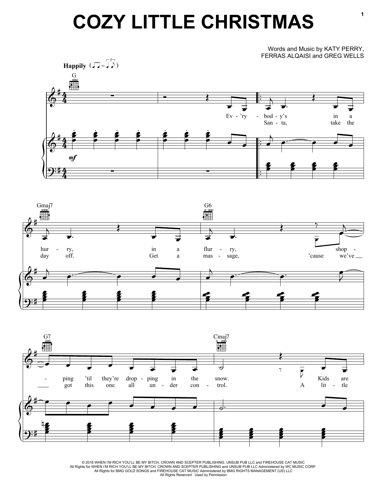 Katy Perry Cozy Little Christmas sheet music notes and chords. Download Printable PDF.