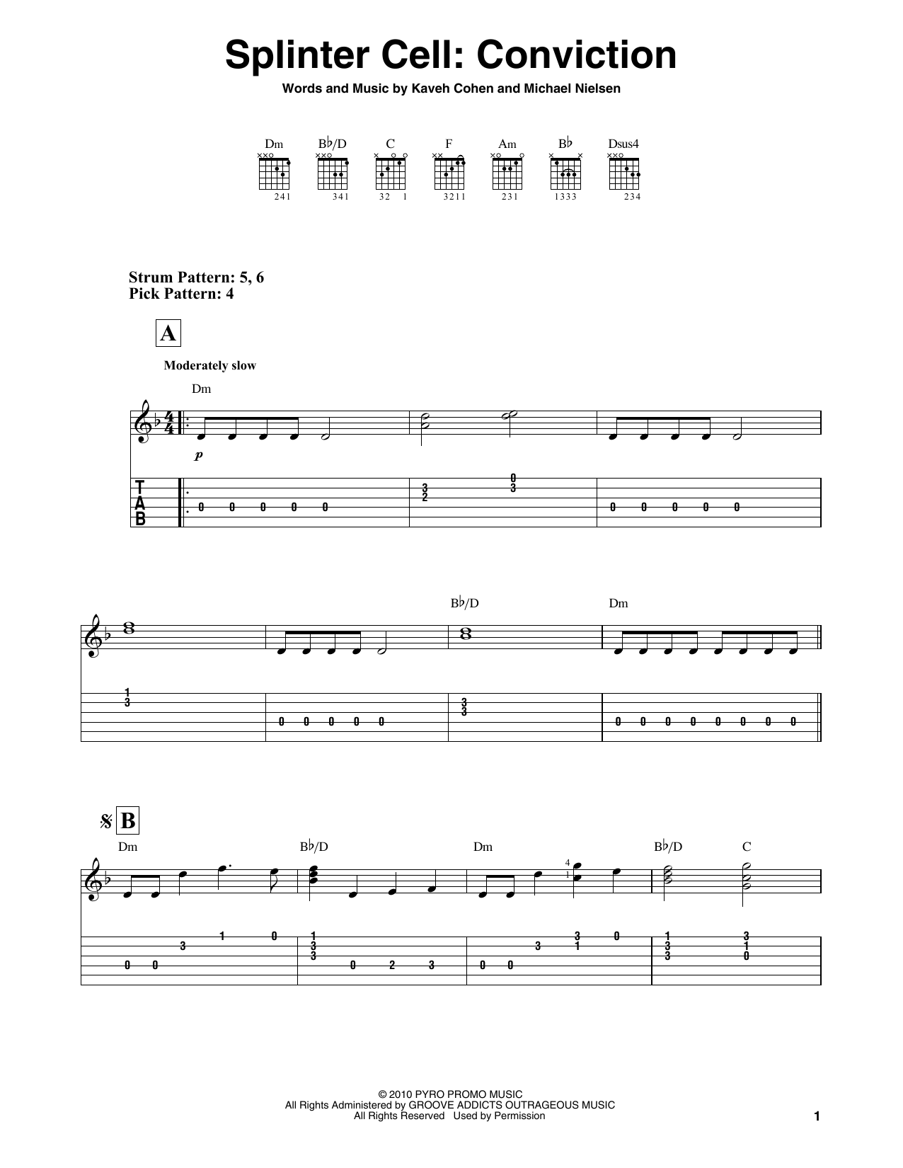 Kaveh Cohen & Michael Nielsen Splinter Cell: Conviction sheet music notes and chords. Download Printable PDF.