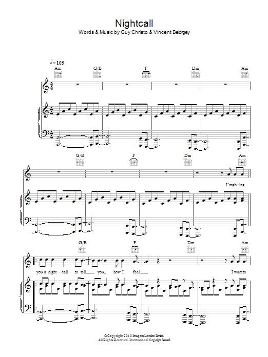 Kavinsky Nightcall sheet music notes and chords. Download Printable PDF.