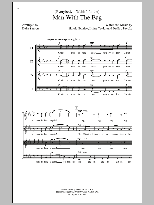 Kay Starr (Everybody's Waitin' For) The Man With The Bag (arr. Deke Sharon) sheet music notes and chords. Download Printable PDF.