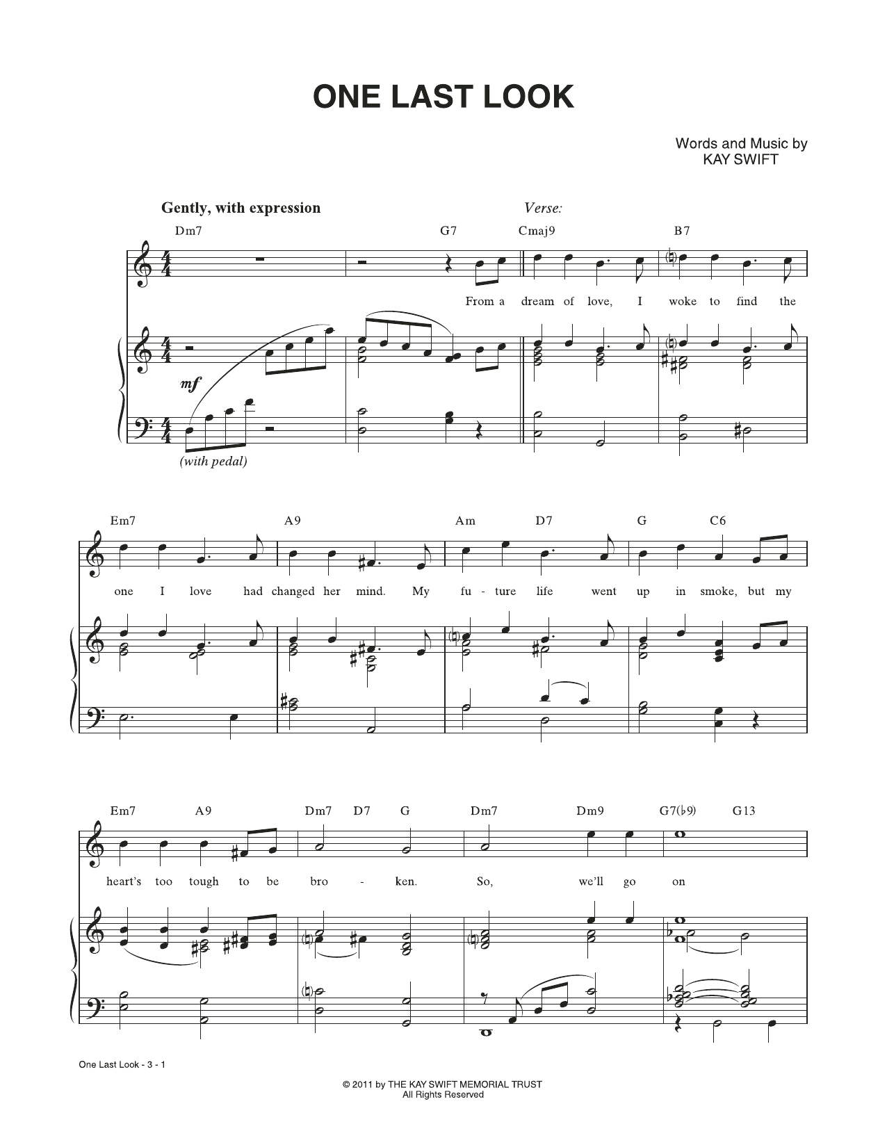 Kay Swift One Last Look sheet music notes and chords. Download Printable PDF.