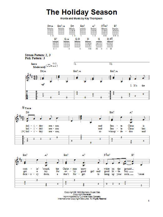 Kay Thompson The Holiday Season sheet music notes and chords. Download Printable PDF.