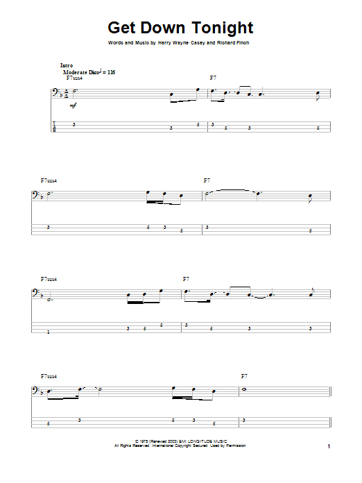 KC and The Sunshine Band Get Down Tonight sheet music notes and chords. Download Printable PDF.