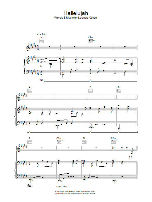 k.d. lang Hallelujah sheet music notes and chords. Download Printable PDF.