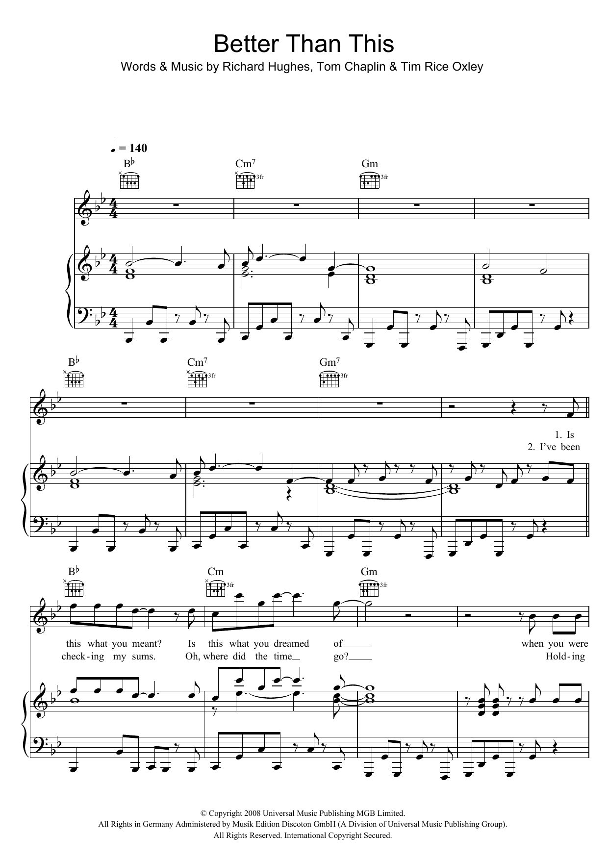 Keane Better Than This sheet music notes and chords. Download Printable PDF.