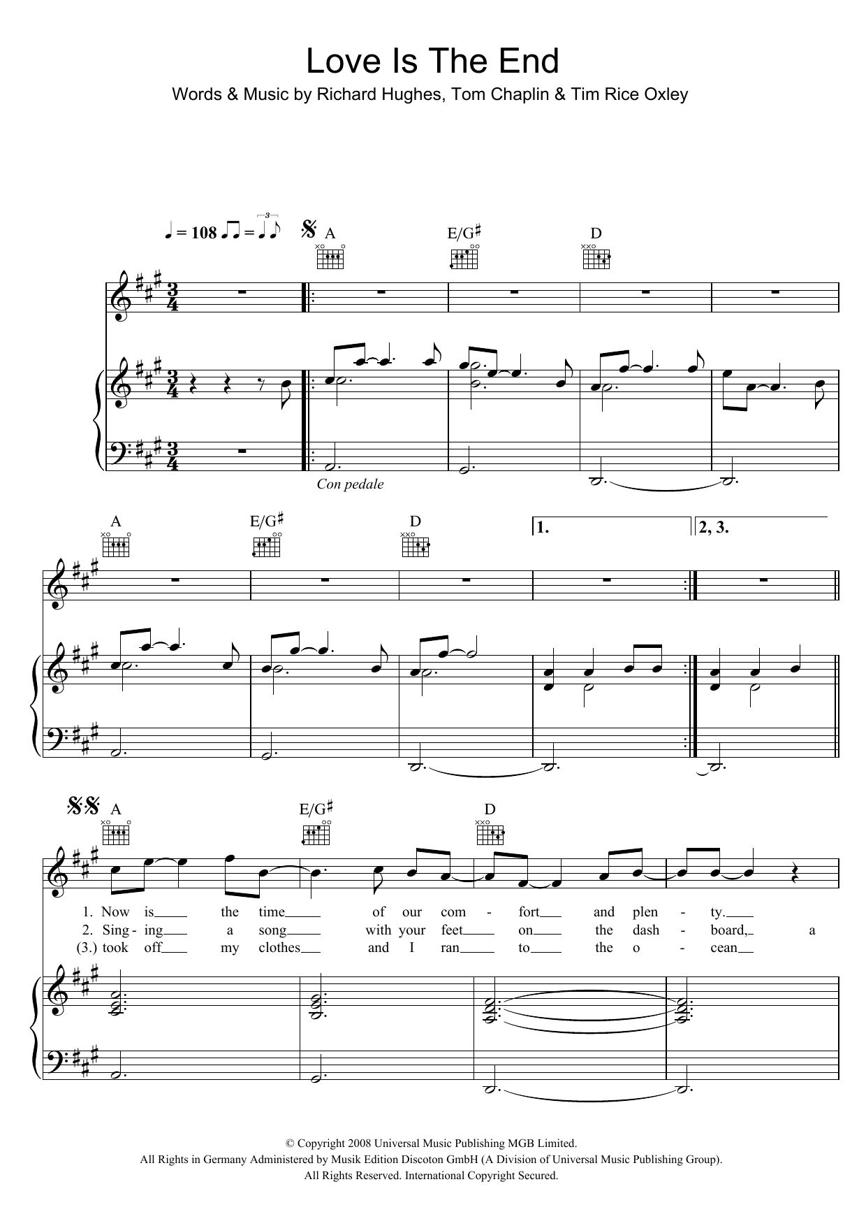 Learn to play Keane Love Is The End sheet music for Piano, Vocal & Guitar Chords in minutes. Price: 7.8900$ Keane Love Is The End sheet music notes and chords arranged for Piano, Vocal & Guitar Chords