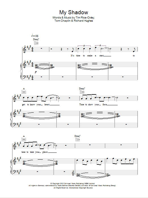 Keane My Shadow sheet music notes and chords arranged for Piano, Vocal & Guitar Chords