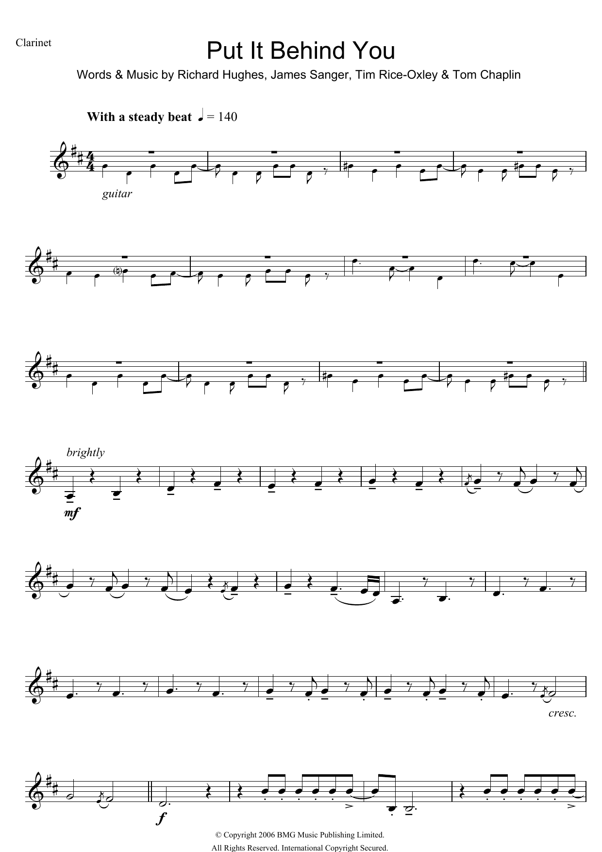 Keane Put It Behind You sheet music notes and chords arranged for Flute Solo