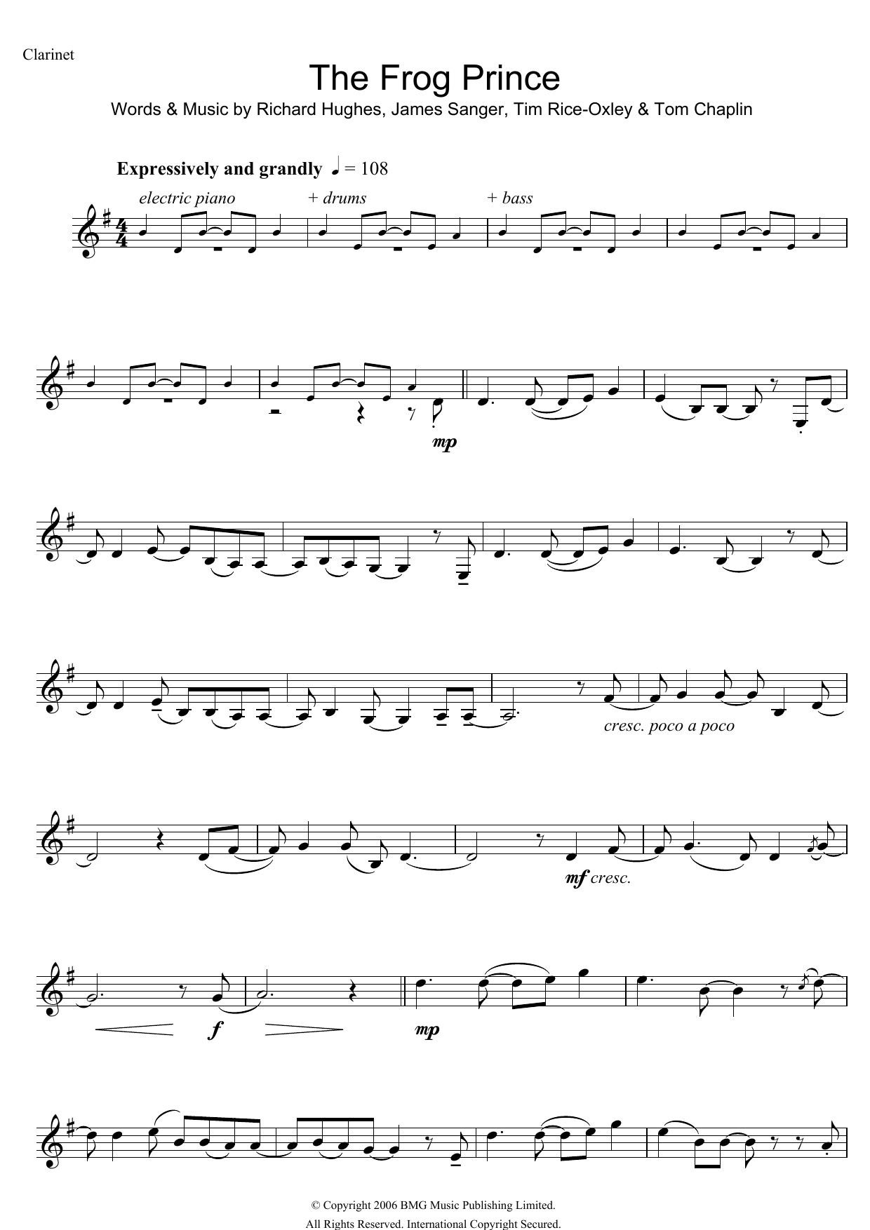 Keane The Frog Prince sheet music notes and chords arranged for Violin Solo